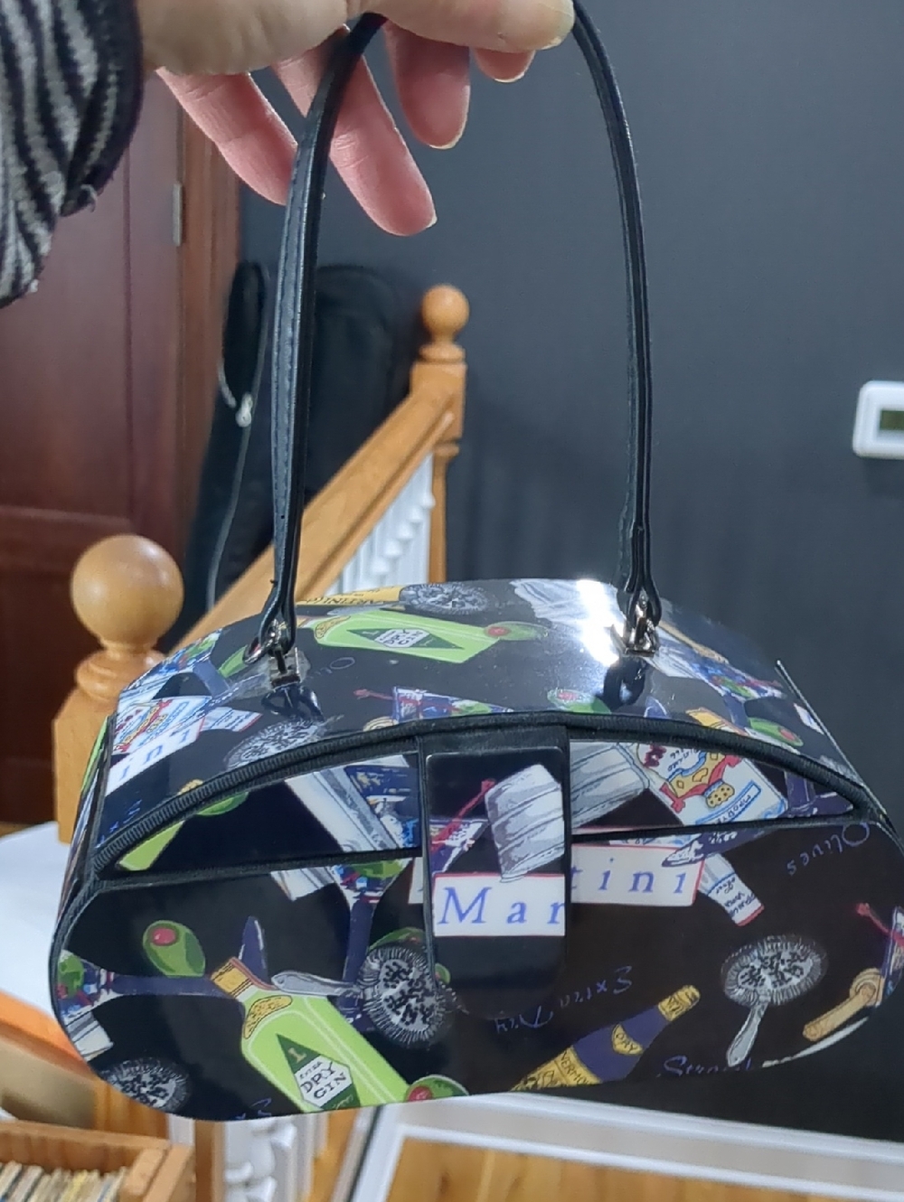 Print Black Dome Handbag